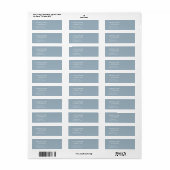 Stoffig blau moderne minimalistische aangepaste na etiket (Full Sheet)
