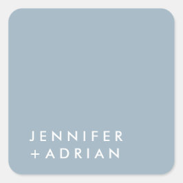 Stoffig Blau Moderne Minimalistische Aangepaste Na Vierkante Sticker