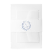 Stoffig blau monogram botanische krans bruiloft uitnodigingen wikkel (Voorkant Voorbeeld)