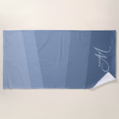 Stoffig Blau Monogram Geometrisch Strandlaken (Voorkant)