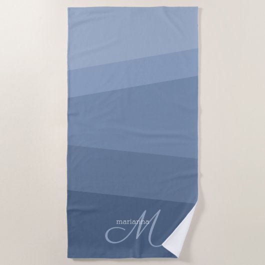 Stoffig Blau Monogram Geometrisch Strandlaken (Voorkant)