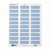 Stoffig blau monogram initiaal krans retouradres etiket (Full Sheet)