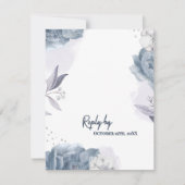 Stoffig Blau Romantisch Bloem Bruiloft Antwoord Do (Voorkant)