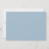 Stoffig blau schrift zilver save the date kaart (Achterkant)