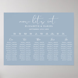 Stoffig blau tafelplan huwelijks zitplaatsindeling poster
