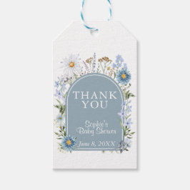 Stoffig Blau Theepartij Baby In Bloei Baby Borrel Cadeaulabel