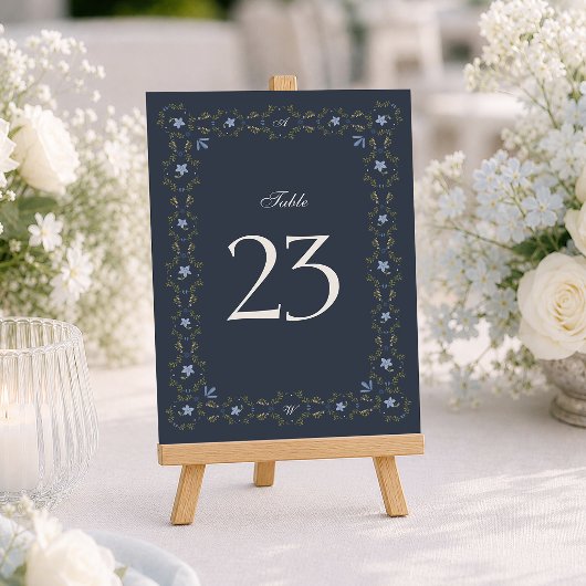 Stoffig blau volks tafel nummers 1–29 kaart