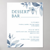Stoffig blau waterverf bloemig dessertbar menu bor poster (Voorkant)