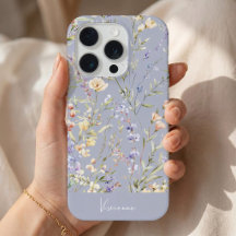 Stoffig Blau Waterverf Bloemmotief 