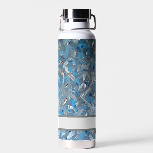 Stoffig Blauw Aangepaste Waterfles (Achterkant)