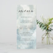 Stoffig Blauw Abstract Brushstrokes Bruiloft Menu (Staand voorkant)