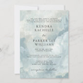 Stoffig Blauw Abstract Brushstrokes Modern Wedding Kaart (Voorkant)