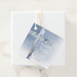 stoffig blauw agaatkruis Eerste Communie Bedankjes Labels
