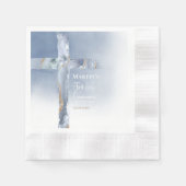 stoffig blauw agaatkruis Eerste Communie Servet (Voorkant)