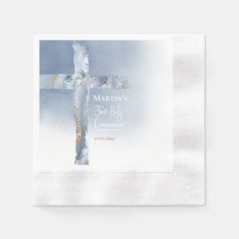 stoffig blauw agaatkruis Eerste Communie Servet