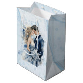 Stoffig Blauw Alcohol Inkt Bloemen Trouwen Medium Cadeauzakje (Achterkant Gekanteld)