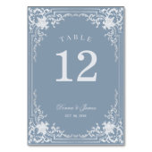 Stoffig Blauw  Antiek  Elegant Bruiloft Kaart (Achterkant)