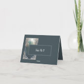 Stoffig blauw Art Deco lijst zitkaart Bedankkaart (Achterkant)