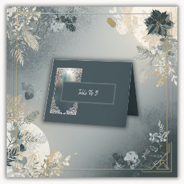 Stoffig blauw Art Deco lijst zitkaart Bedankkaart