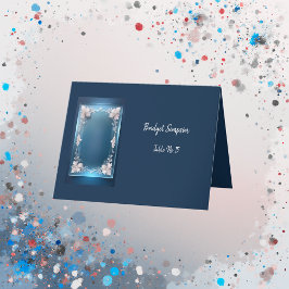 Stoffig blauw Art Deco lijst zitkaart Bedankkaart