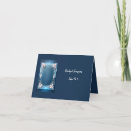 Stoffig blauw Art Deco  lijst zitkaart Bedankkaart