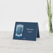 Stoffig blauw Art Deco lijst zitkaart Bedankkaart (Achterkant)