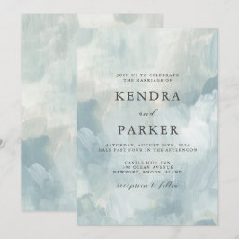 Stoffig Blauw Artistiek Abstract Brushstrokes Brui Kaart