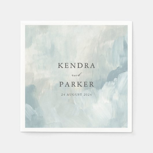 Stoffig Blauw Artistiek Abstract Brushstrokes Brui Servet (Voorkant)