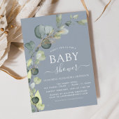 Stoffig Blauw Baby shower Eucalyptus Uitnodigingen Flyer