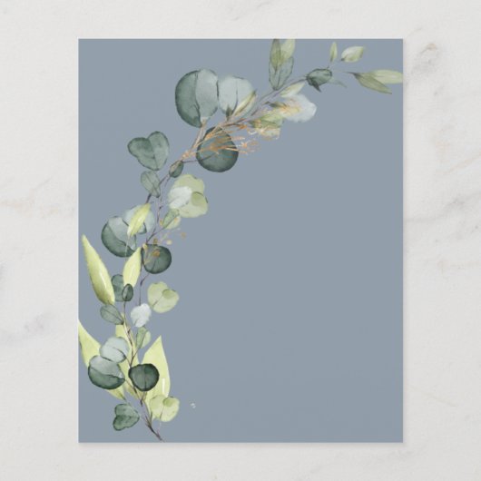 Stoffig Blauw Baby shower Eucalyptus Uitnodigingen Flyer (Achterkant)