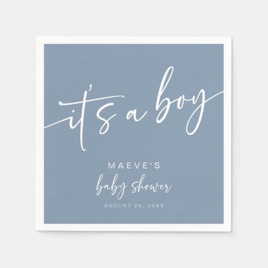 Stoffig Blauw Baby shower Papieren servetten Moder (Voorkant)