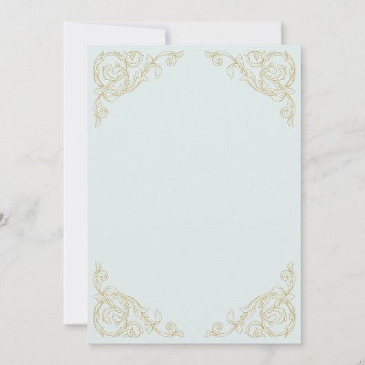 Stoffig blauw   barok bruiloft kaart (Achterkant)