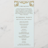 stoffig blauw barok huwelijksprogramma programmakaart (Achterkant)