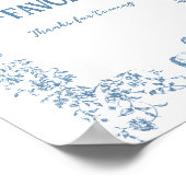 Stoffig Blauw  Bloemen Baby shower Favorieten Poster (Hoek)