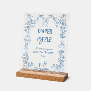 Stoffig Blauw  Bloemen Baby shower Luier Acryl Bord