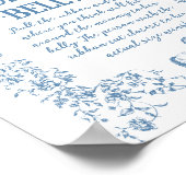 Stoffig Blauw  Bloemen Baby shower Moeder Buik Poster (Hoek)