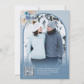 Stoffig Blauw Bloemen Boho Pampas Boog Foto QR Cod Save The Date (Achterkant)