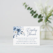 Stoffig Blauw Bloemen Bruids Display Douche Informatiekaartje (Staand voorkant)