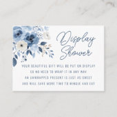 Stoffig Blauw Bloemen Bruids Display Douche Informatiekaartje (Voorkant)