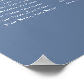 Stoffig Blauw Bloemen Bruiloft 10 Tafels Zitkaarte Poster (Hoek)