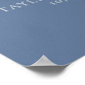 Stoffig Blauw Bloemen Bruiloft 12 Tafels Zitkaarte Poster (Hoek)