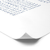 Stoffig Blauw  Bloemen Bruiloft 16 Tafel Zitplaats Poster (Hoek)