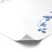 Stoffig Blauw  Bloemen Bruiloft 30 Tafel Zitplaats Poster (Hoek)