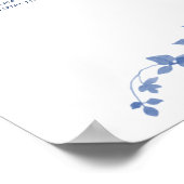 Stoffig Blauw  Bloemen Bruiloft 30 Tafel Zitplaats Poster (Hoek)