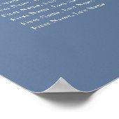 Stoffig Blauw Bloemen Bruiloft 8 Tafels Zitkaart Poster (Hoek)