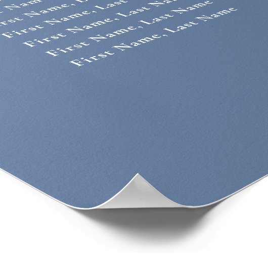 Stoffig Blauw Bloemen Bruiloft 8 Tafels Zitkaart Poster (Hoek)