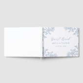  Stoffig Blauw Bloemen Bruiloft Gastenboek (Volledig)