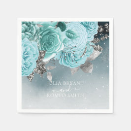 Stoffig Blauw Bloemen Bruiloft Luxe Servet