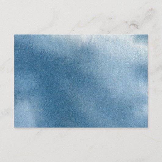 Stoffig Blauw Bloemen Bruiloft Receptie & Informatiekaartje (Achterkant)