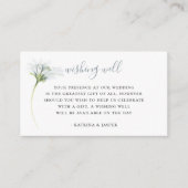 Stoffig Blauw Bloemen Bruiloft Wishing Well Informatiekaartje (Voorkant)